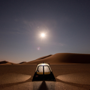Camping tent at night 