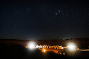 Desert camp at night